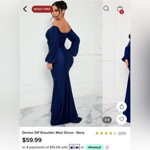 Fashion Nova- Denise Off Shoulder Maxi Dress-Navy